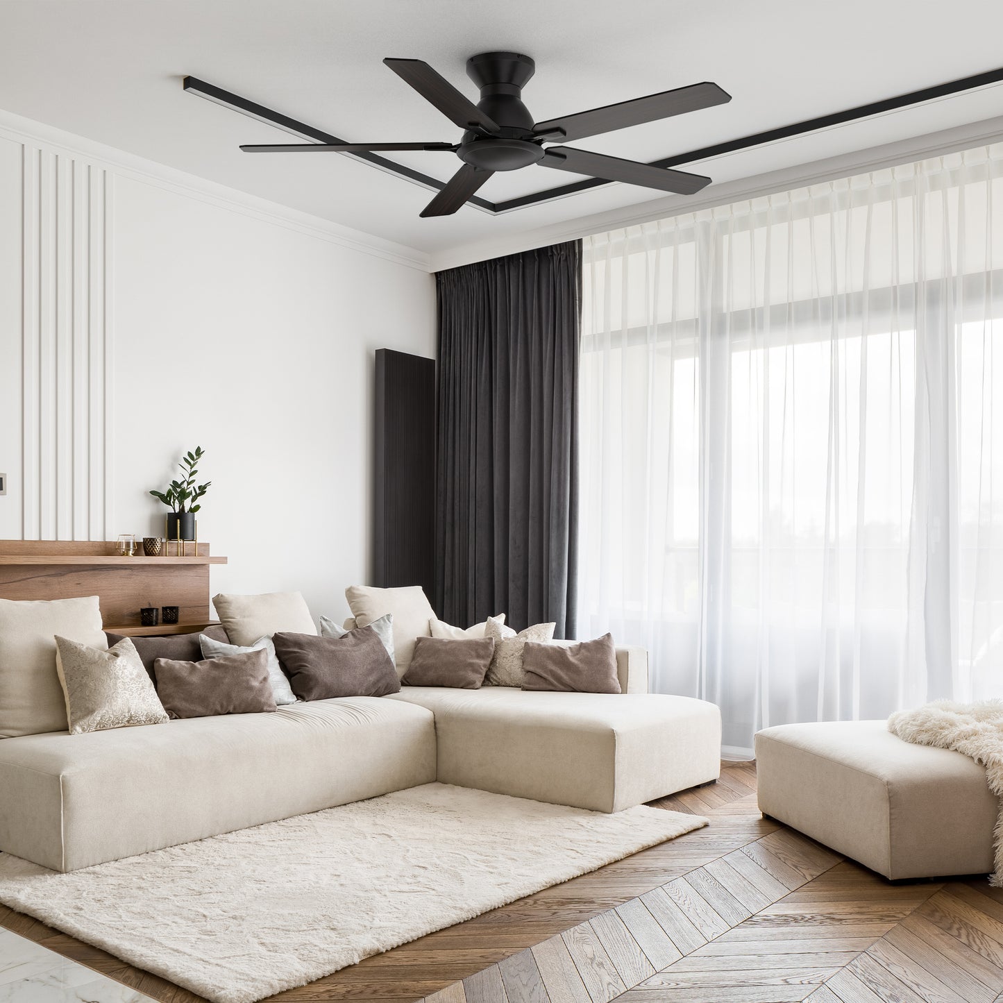 Kipton 52 inch 5-Blade Ceiling Fan with Remote Control - Black/wooden/Walnut