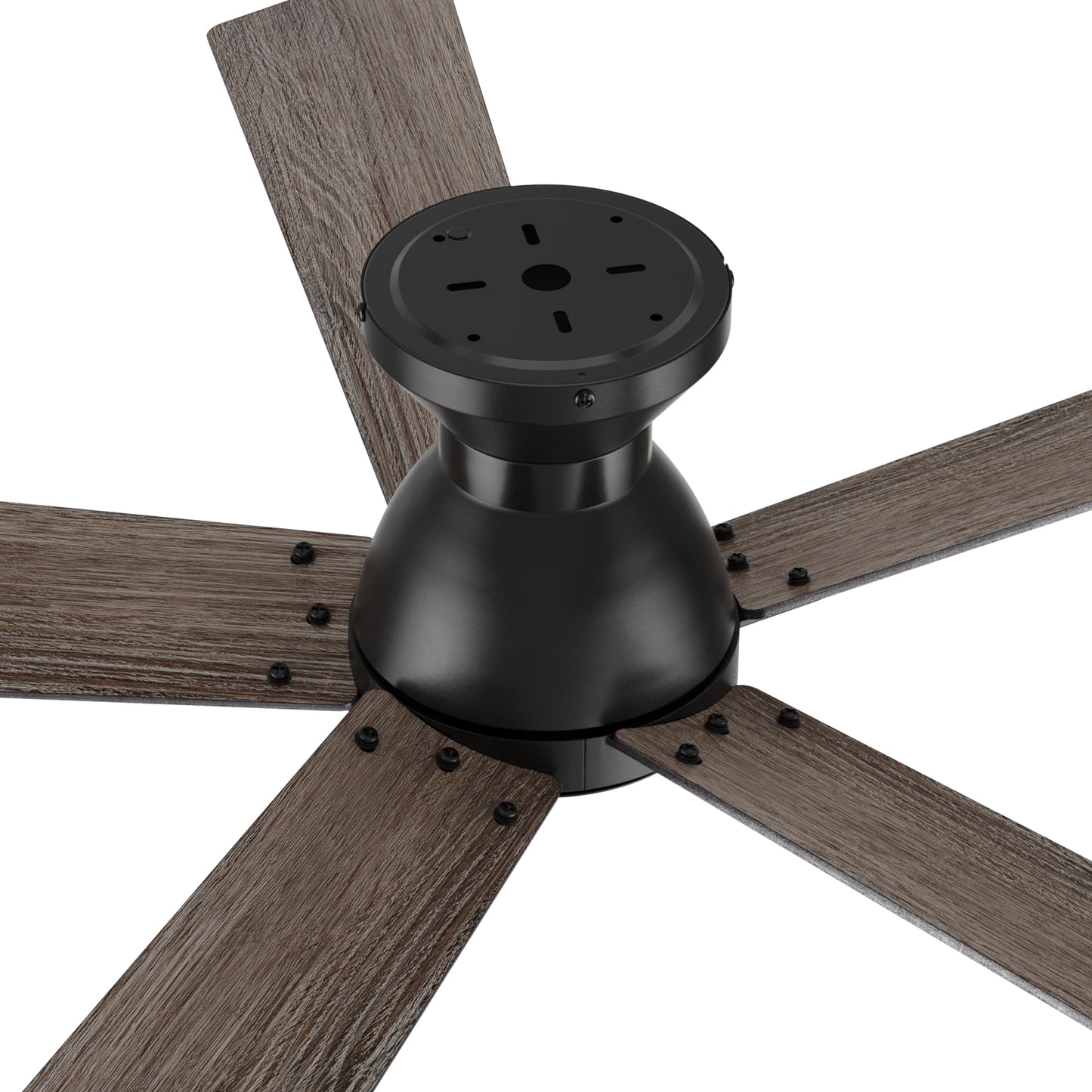 Wynston 52 inch 5-Blade Flush Mount Ceiling Fan with Remote Control - Black/Walnut & Black Reversible Blades (No Light)