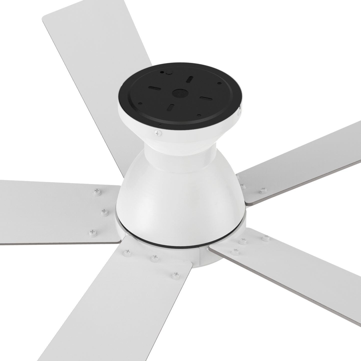 Wynston 52 inch 5-Blade Flush Mount Ceiling Fan with Remote Control - White (No Light)