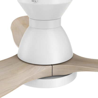 ROYCE 52 inch 3-Blade Flush Mount Ceiling Fan with LED Light Kit & Remote Control - White/Whitewashed Solid Wood Blades