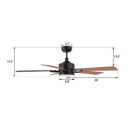 Surrey 56 inch 5-Blade Ceiling Fan with LED Light Kit & Remote Control- Black/Wood Finish (Reversible Blades)