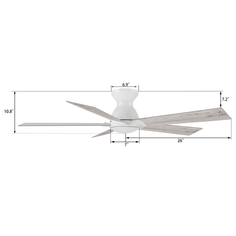 Wynston 52 inch 5-Blade Ceiling Fan with Remote Control - White
