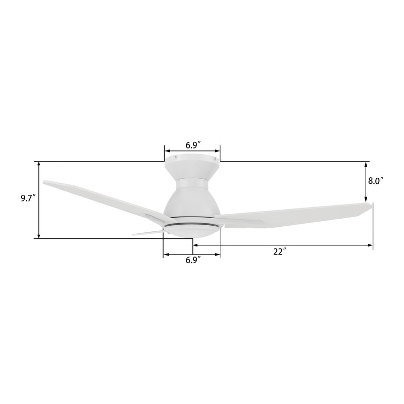 Leon 44 inch 3-Blade Ceiling Fan with Remote Control - Black