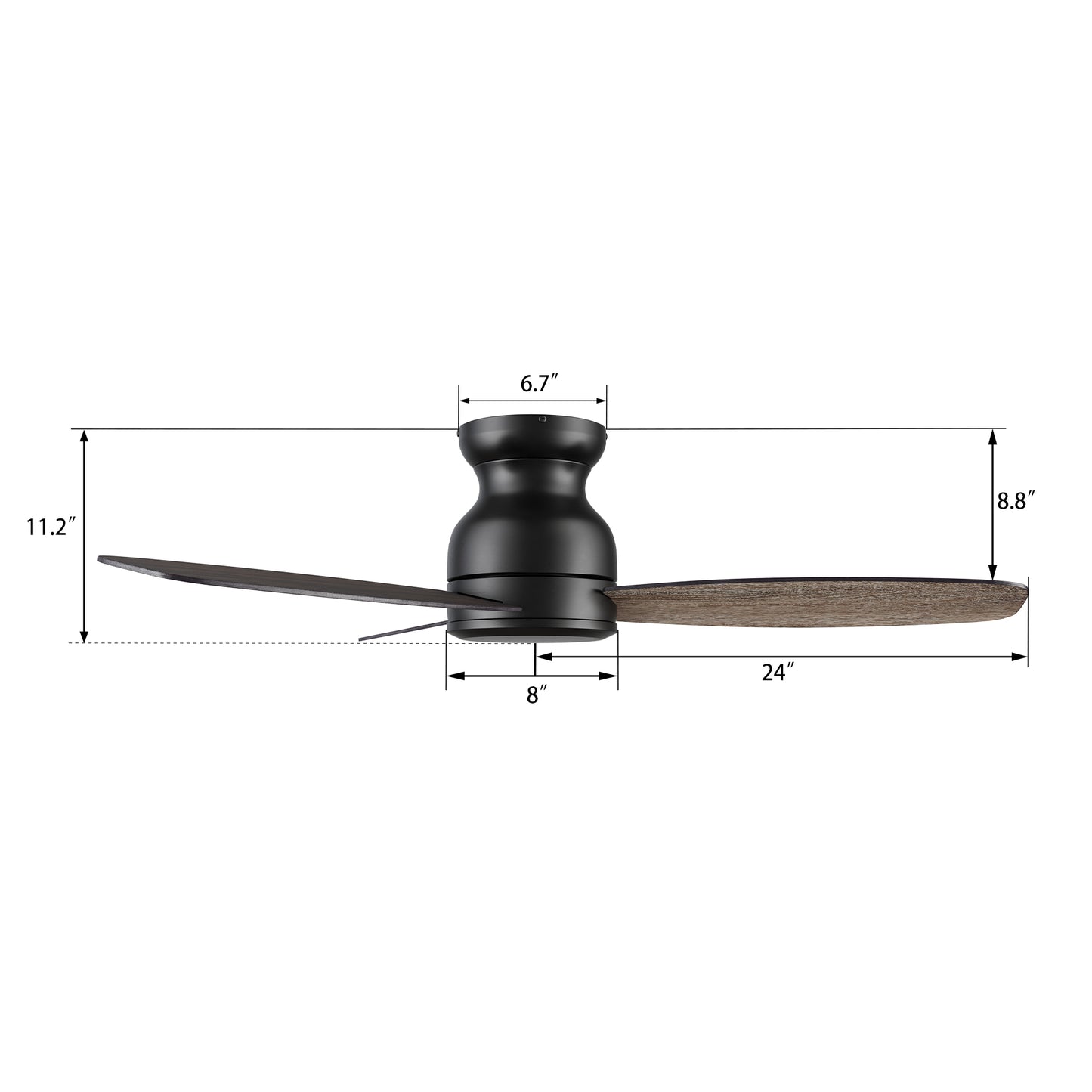 Stanley 48 inch 3-Blade Ceiling Fan with Remote Control - Black/Walnut & Barnwood (Reversible Blades)