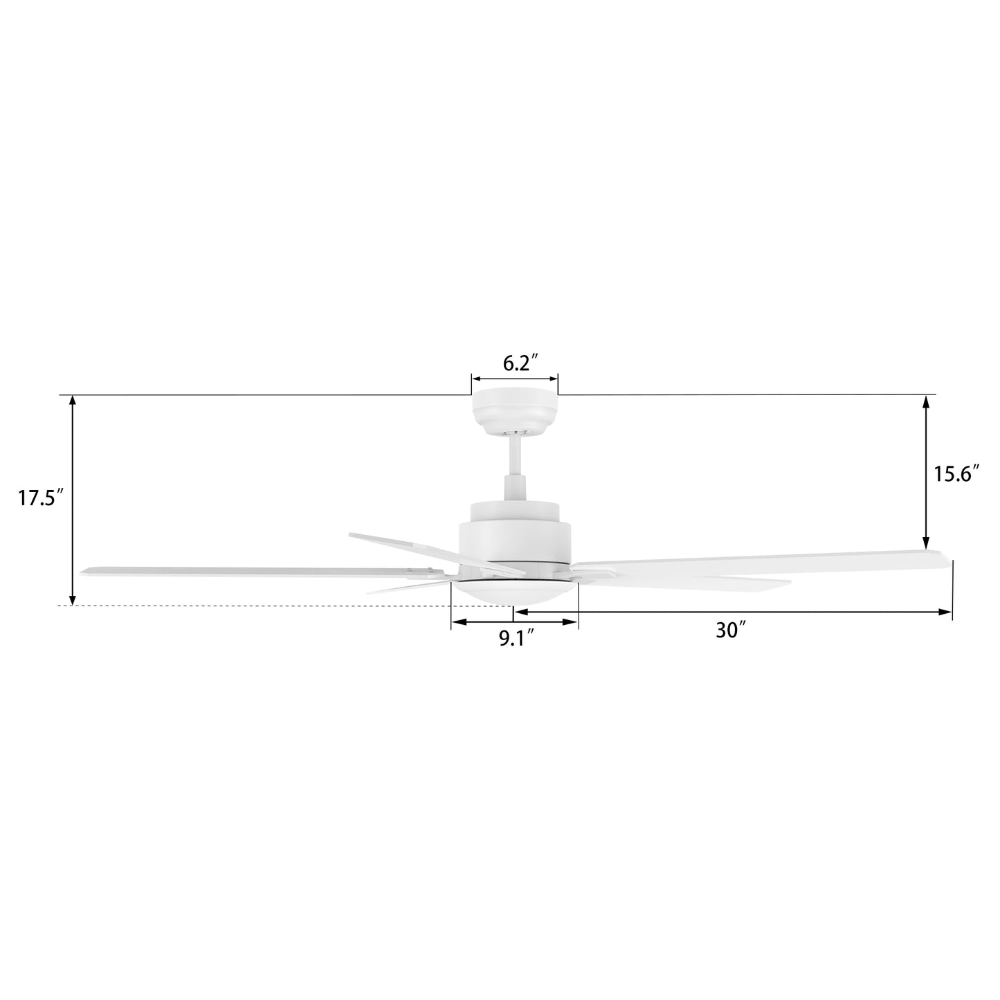 Dunkirk 60 inch 5-Blade Ceiling Fan with Remote Control - White