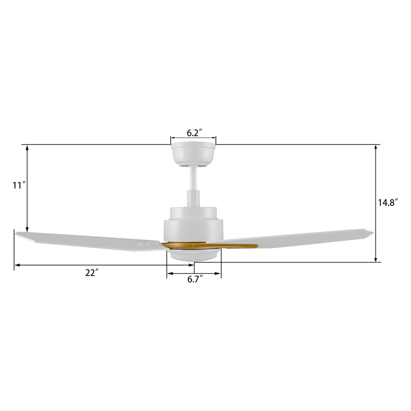 Brixton 44 inch 3-Blade Ceiling Fan with LED Light Kit & Remote Control - White