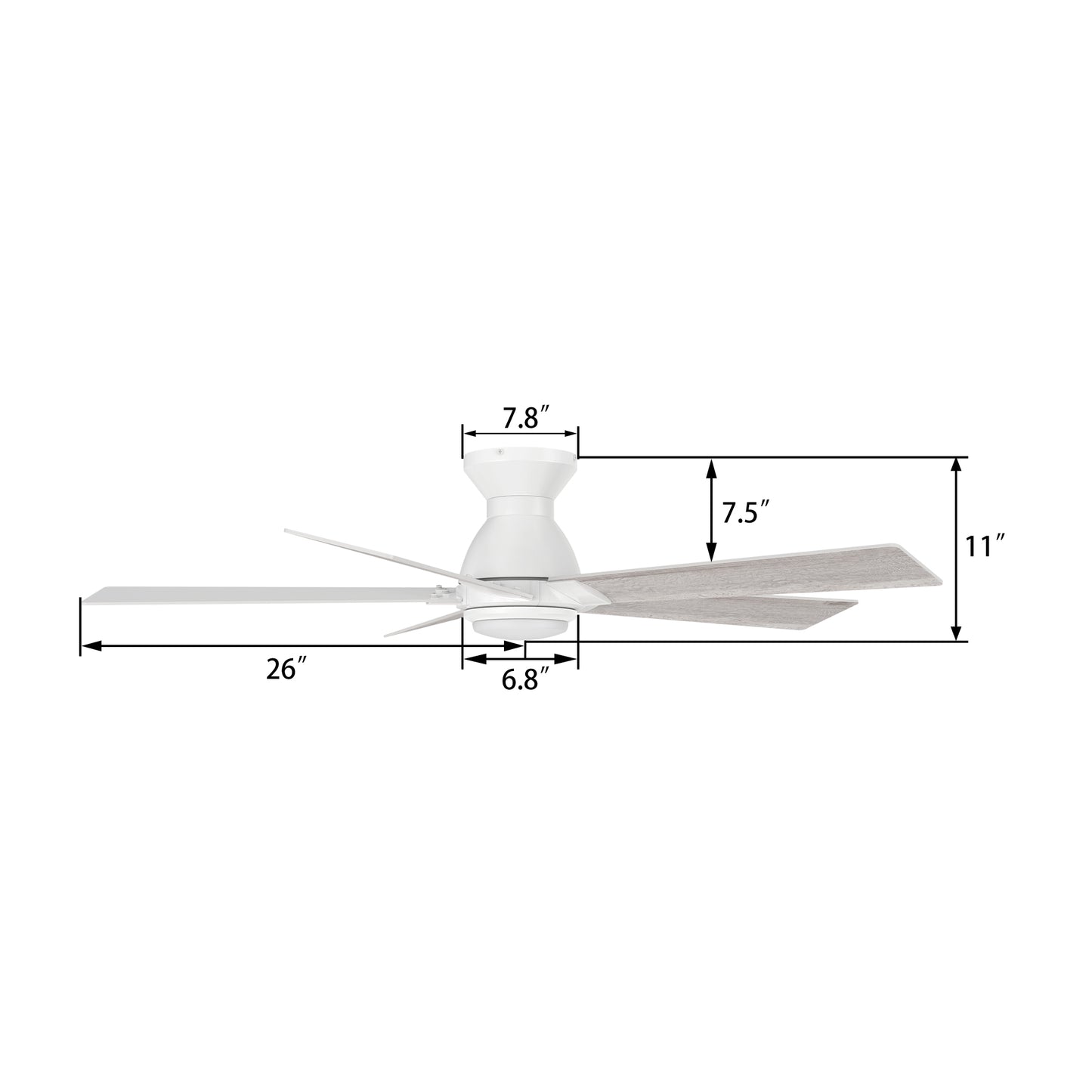 Clayton 52 inch 5-Blade Ceiling Fan with Remote- White