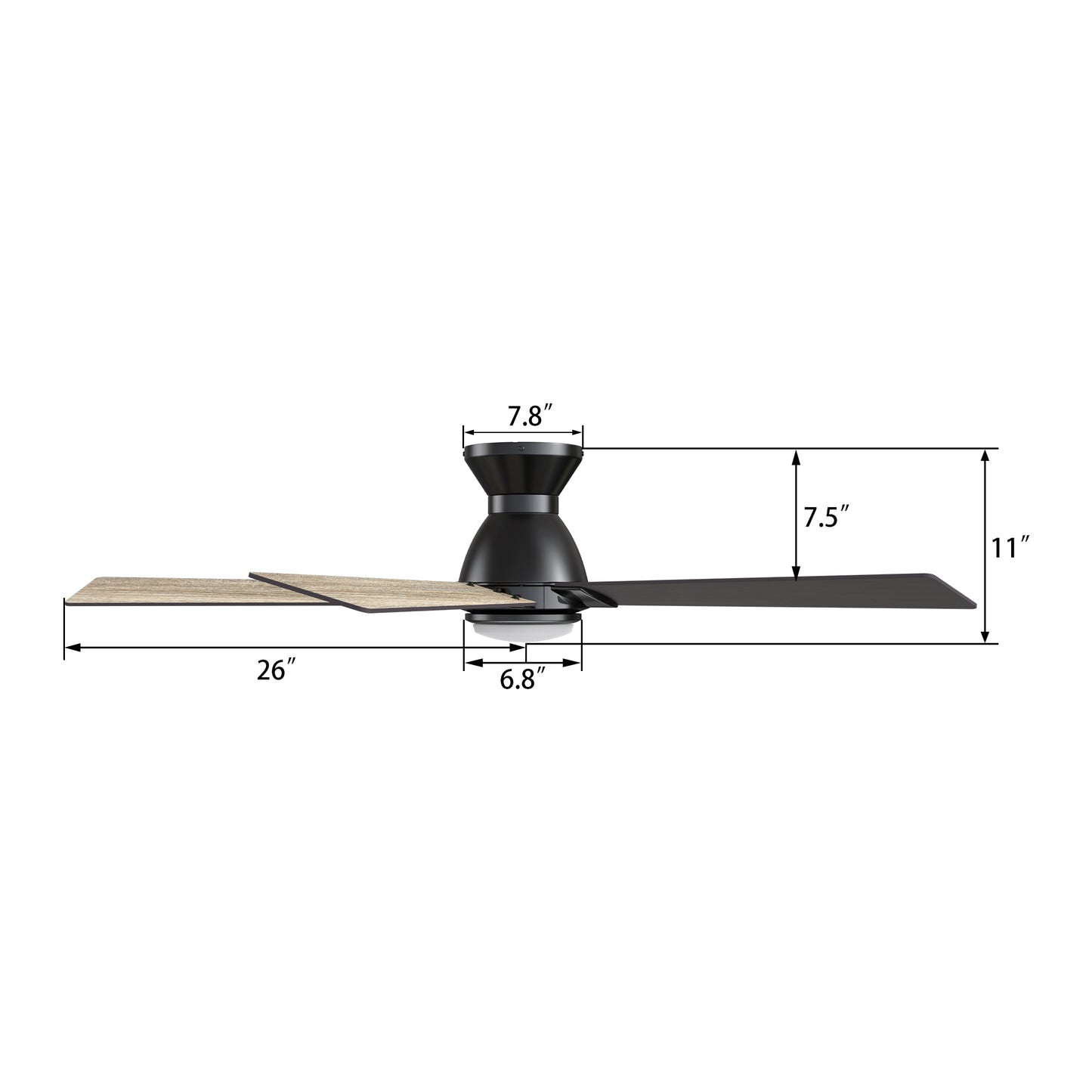 Clayton 52 inch 5-Blade Ceiling Fan with LED Light & Remote Control - Black/Walnut & Barnwood (Reversible Blades)