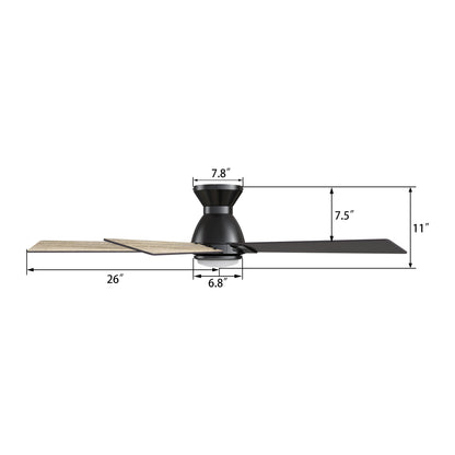 Clayton 52 inch 5-Blade Ceiling Fan with LED Light & Remote Control - Black/Walnut & Barnwood (Reversible Blades)