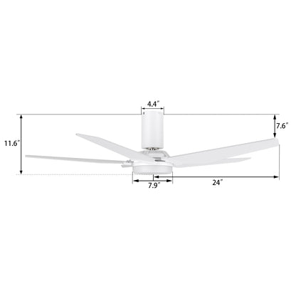 Lund 48 inch 5-Blade Ceiling Fan with LED Light Kit & Remote Control - White