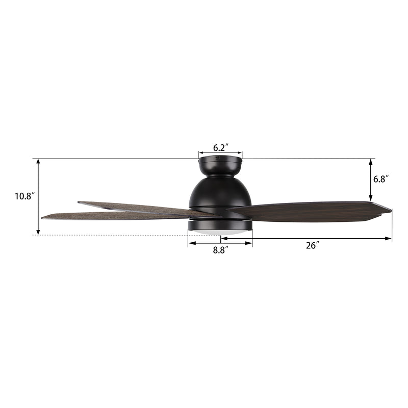 Webster 52 inch 5-Blade Ceiling Fan with LED Light Kit & Remote Control - Black
