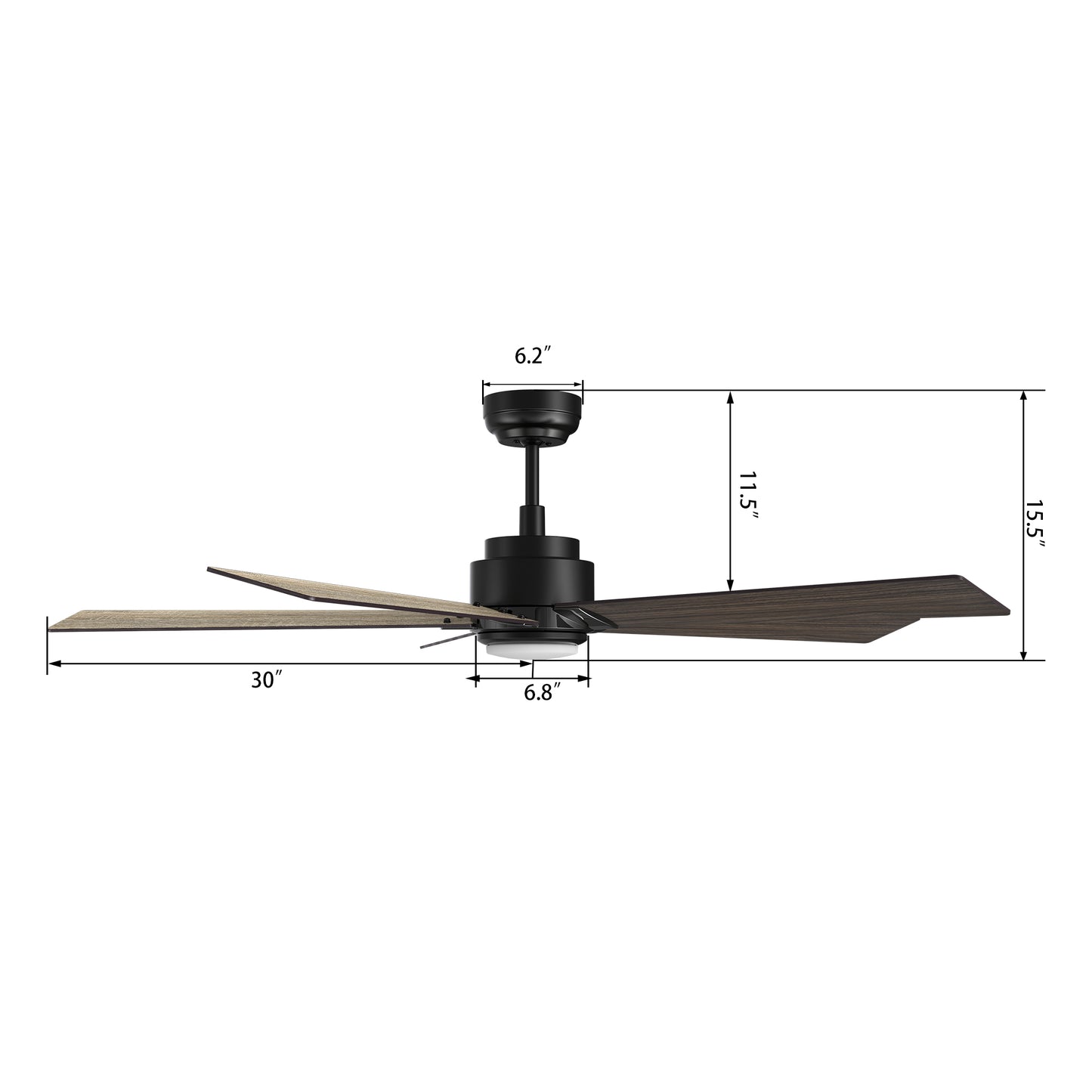 Chantal 60 inch 5-Blade Ceiling Fan with LED Light & Remote Control - Black/Walnut & Barnwood (Reversible Blades)