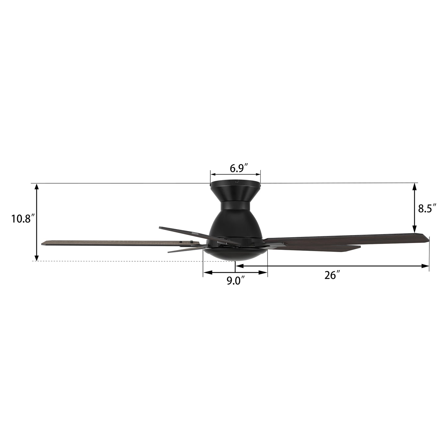 Kipton 52 inch 5-Blade Ceiling Fan with Remote Control - Black/wooden/Walnut