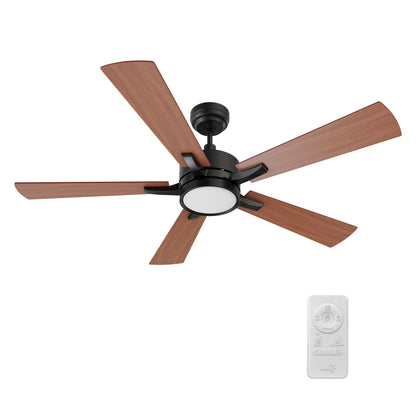 Surrey 56 inch 5-Blade Ceiling Fan with LED Light Kit & Remote Control- Black/Wood Finish (Reversible Blades)