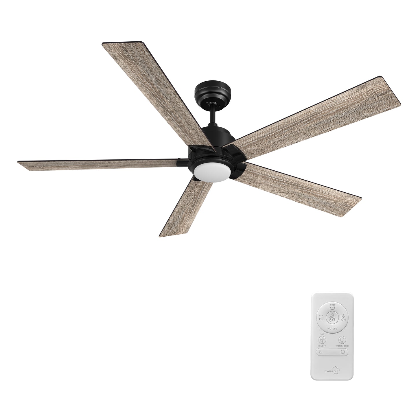 Chantal 60 inch 5-Blade Ceiling Fan with LED Light & Remote Control - Black/Walnut & Barnwood (Reversible Blades)