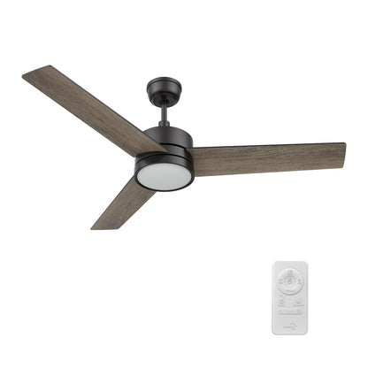 Valkyrie 52 inch 3-Blade Ceiling Fan with LED Light & Remote Control - Black