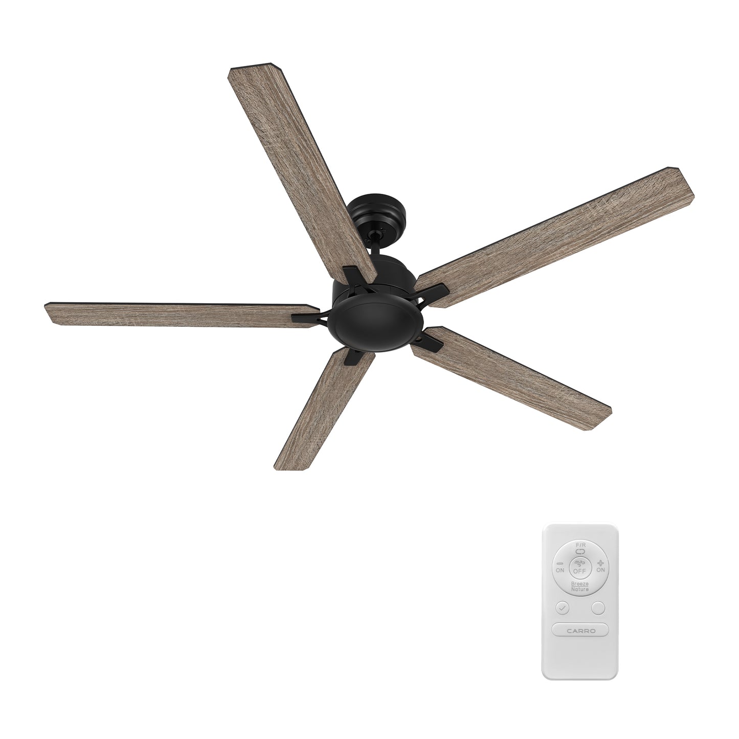 Dunkirk 60 inch 5-Blade Ceiling Fan with Remote Control - Black/Walnut & Barnwood (Reversible Blades) No Light Fan