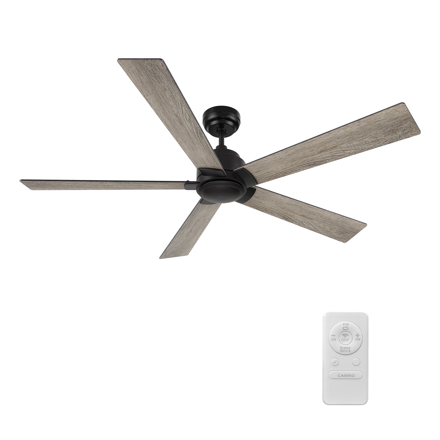 Lurgan 52 inch 5-Blade Ceiling Fan with Remote Control - Black/Barnwood & Walnut Reversible Blades (No Light)