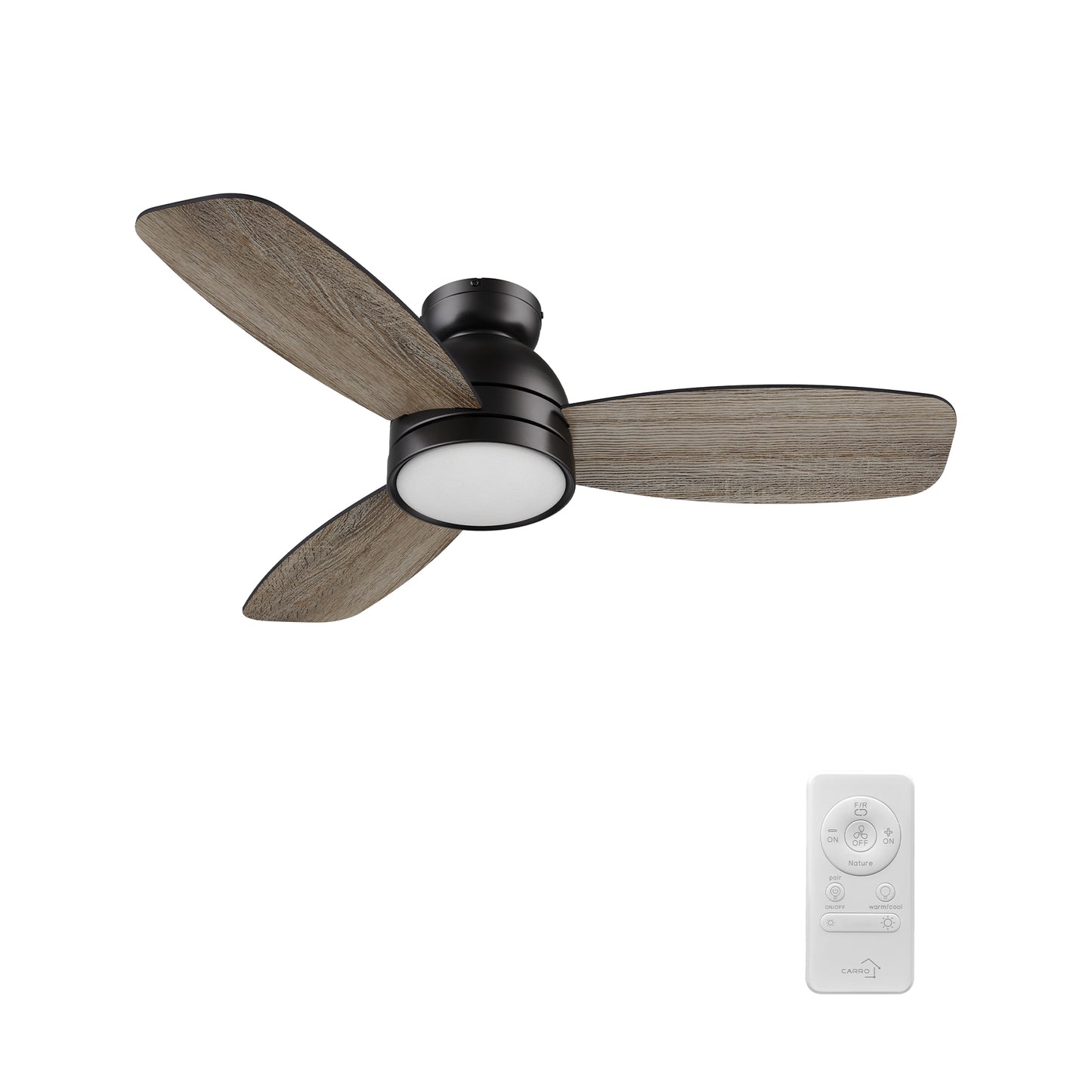 Rushmoor 44 inch 3-Blade Ceiling Fan with LED Light & Remote Control - Black