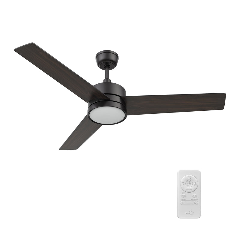 Valkyrie 52 inch 3-Blade Ceiling Fan with LED Light & Remote Control - Black
