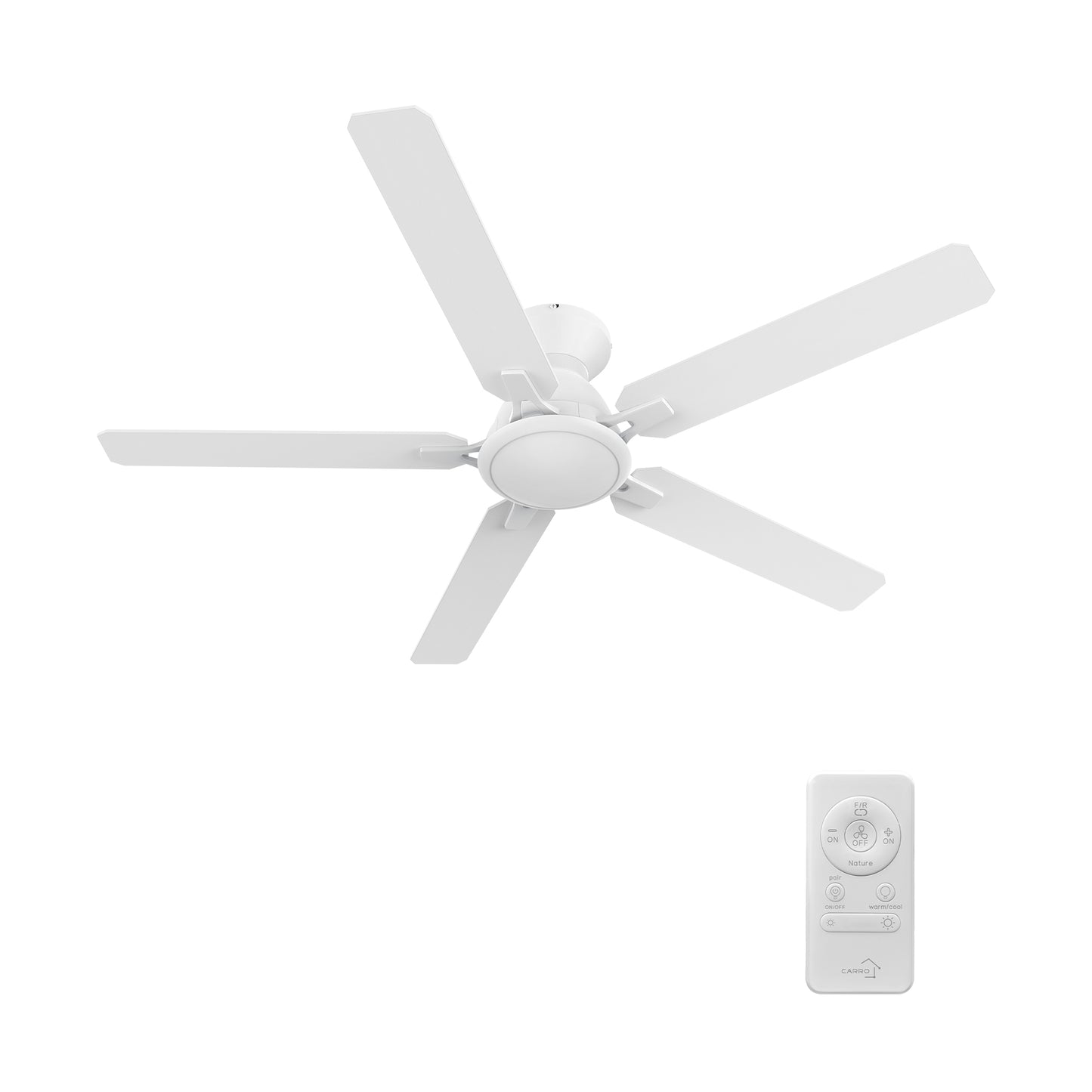 Kipton 52 inch 5-Blade Ceiling Fan with LED Light Kit & Remote Control - White