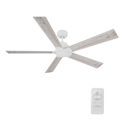 Lurgan 60 inch 5-Blade Ceiling Fan with Remote - White/Light Wood & White Reversible Blades (No Light)