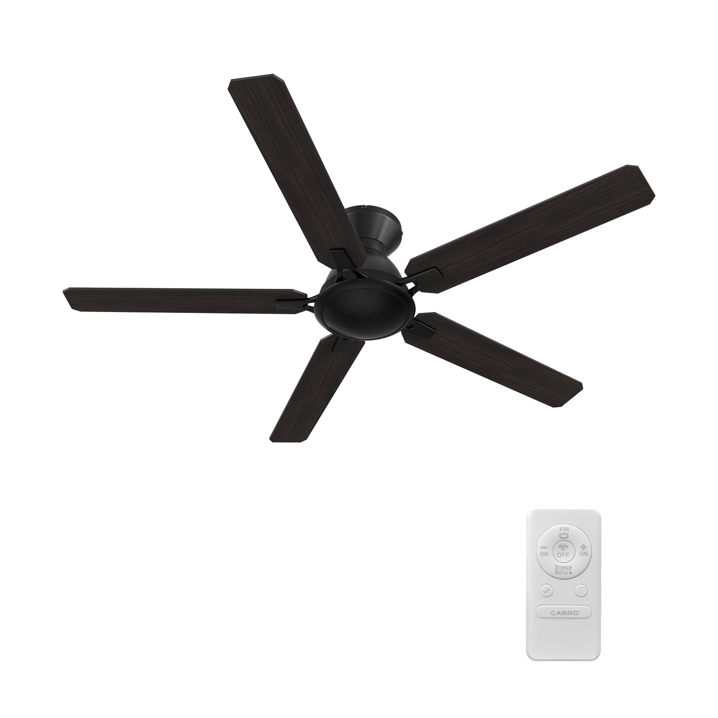 Kipton 52 inch 5-Blade Ceiling Fan with Remote Control - Black/wooden/Walnut