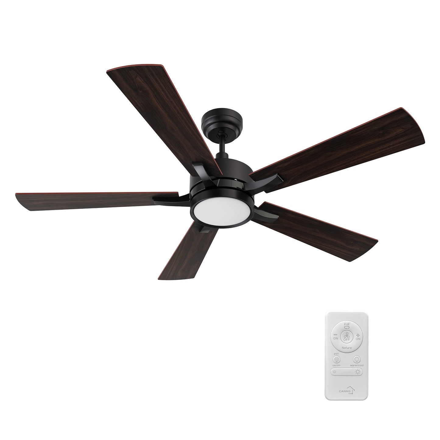 Surrey 56 inch 5-Blade Ceiling Fan with LED Light Kit & Remote Control- Black/Wood Finish (Reversible Blades)