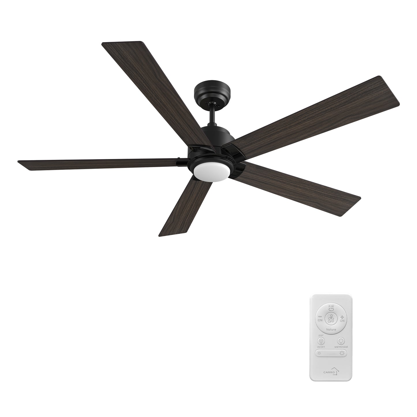 Chantal 60 inch 5-Blade Ceiling Fan with LED Light & Remote Control - Black/Walnut & Barnwood (Reversible Blades)