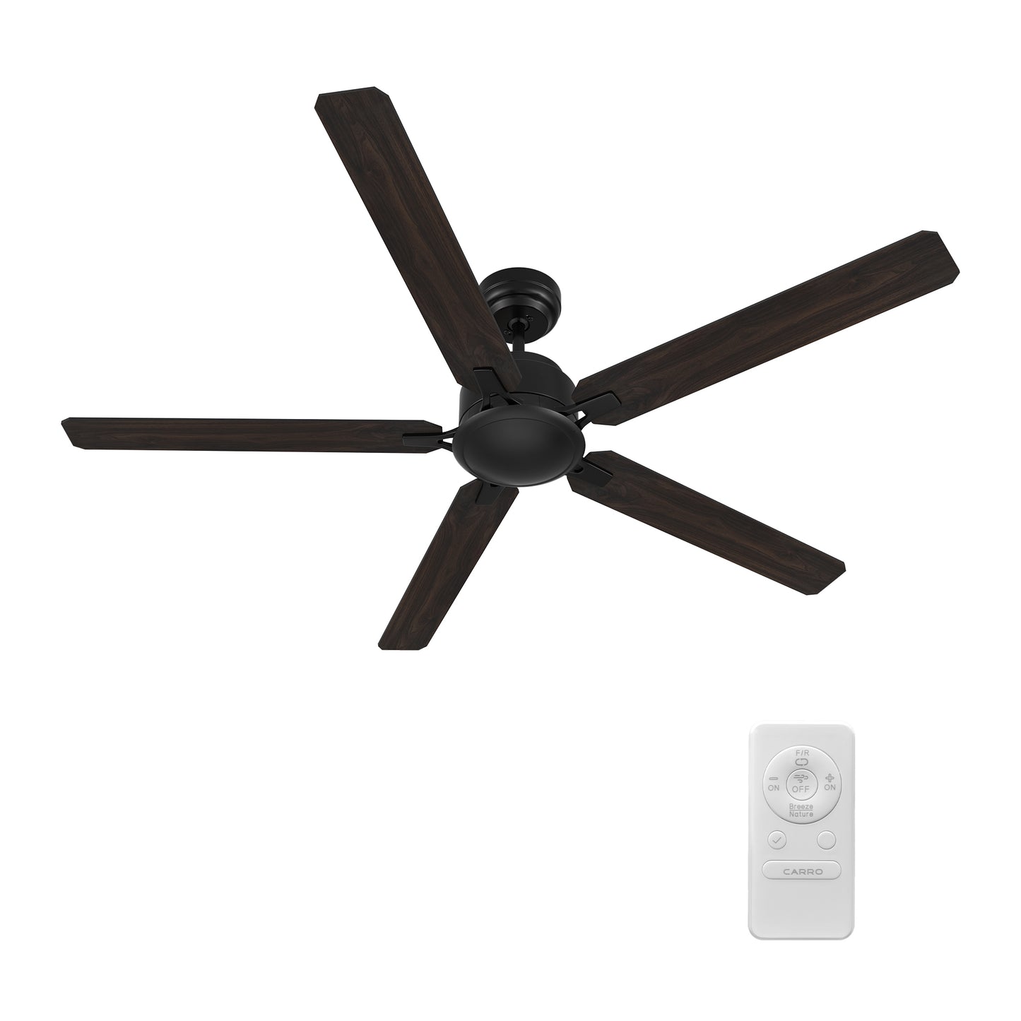 Dunkirk 60 inch 5-Blade Ceiling Fan with Remote Control - Black/Walnut & Barnwood (Reversible Blades) No Light Fan