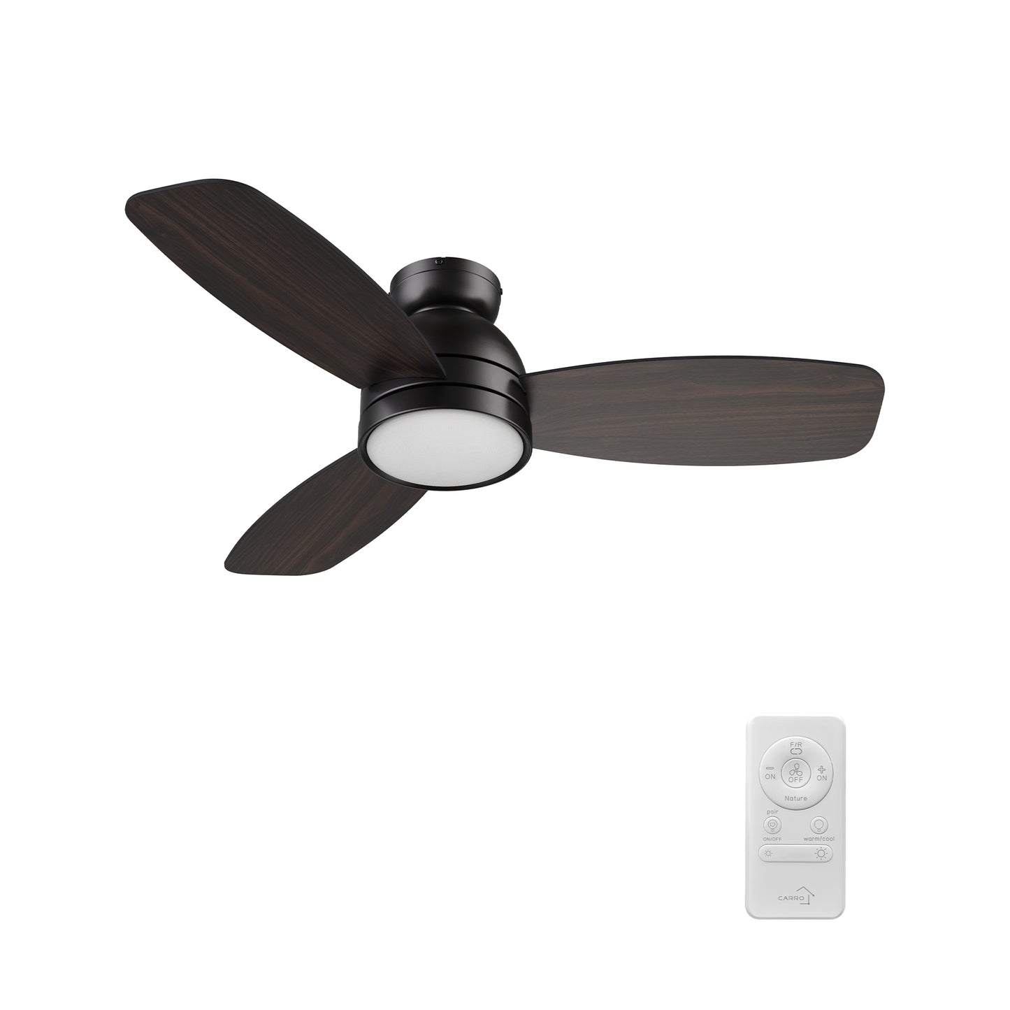 Rushmoor 44 inch 3-Blade Ceiling Fan with LED Light & Remote Control - Black