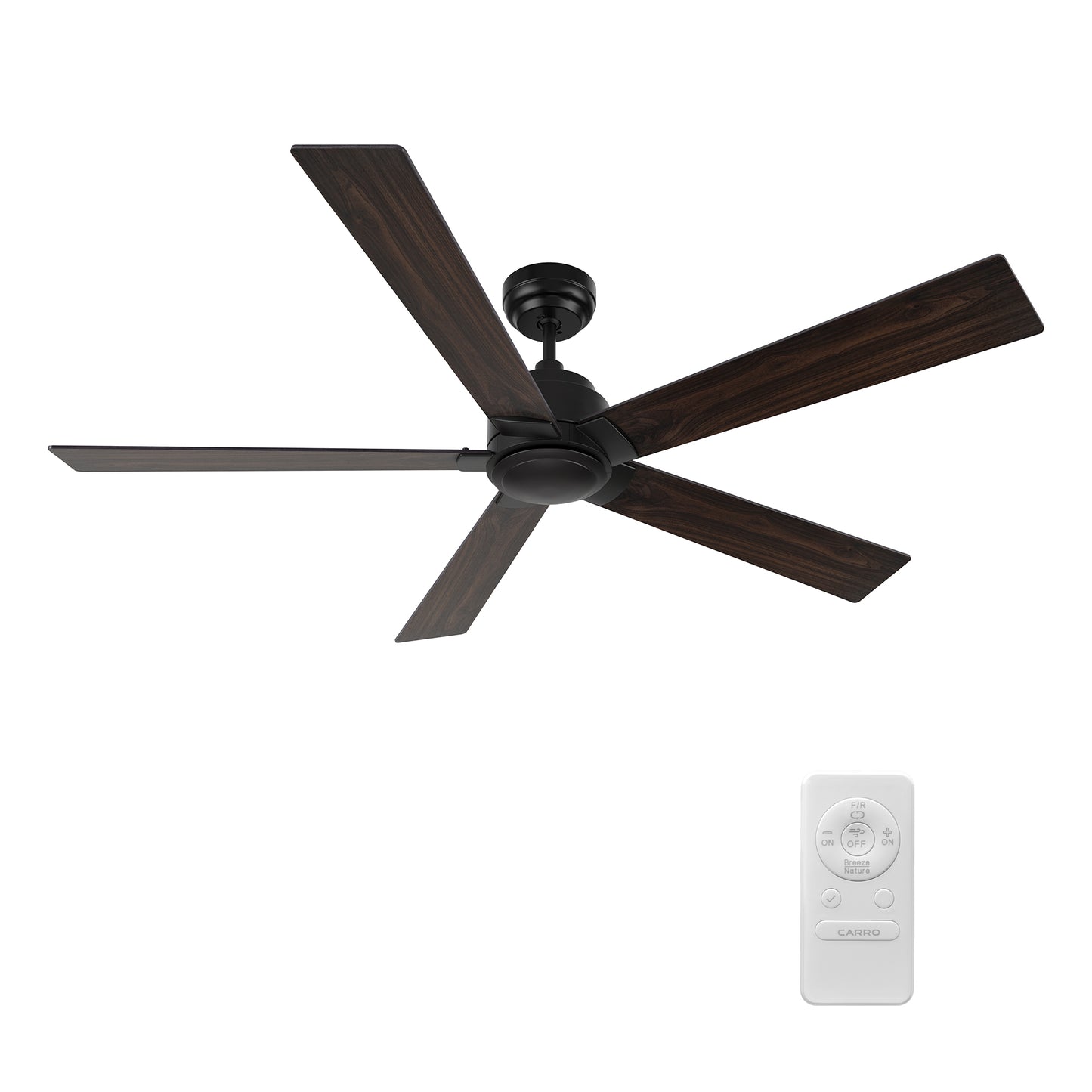 Lurgan 52 inch 5-Blade Ceiling Fan with Remote Control - Black/Barnwood & Walnut Reversible Blades (No Light)