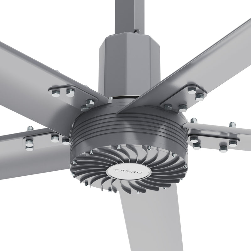 MAKANI 5-Blade 16 ft 480V Industrial HVLS Fan with Wall Control - Silver (1.96 ft Downrod)