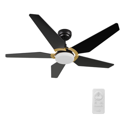 Lumaria 52 inch 5-Blade Ceiling Fan with LED Light Kit & Remote Control - Black