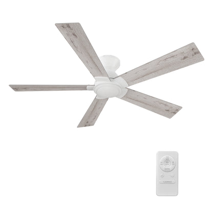 Wynston 52 inch 5-Blade Flush Mount Ceiling Fan with Remote Control - White (No Light)