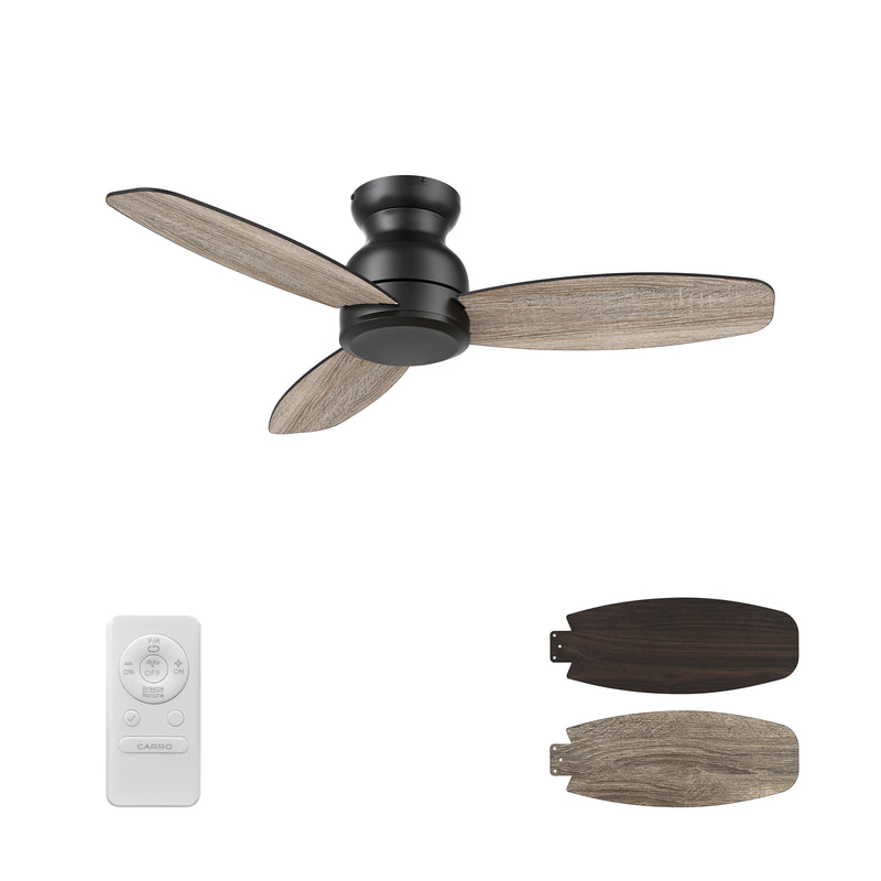 Stanley 48 inch 3-Blade Ceiling Fan with Remote Control - Black/Walnut & Barnwood (Reversible Blades)