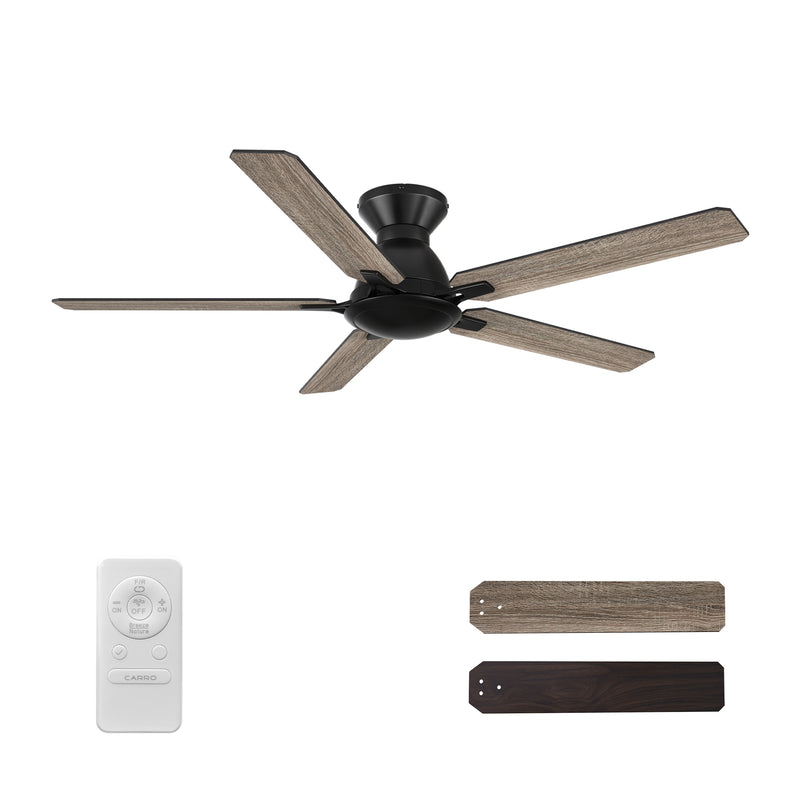 Kipton 52 inch 5-Blade Ceiling Fan with Remote Control - Black/wooden/Walnut