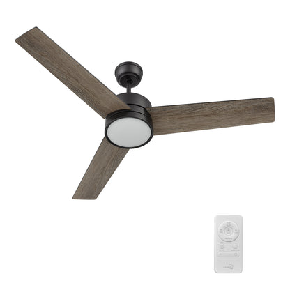 Valkyrie 52 inch 3-Blade Ceiling Fan with LED Light & Remote Control - Black