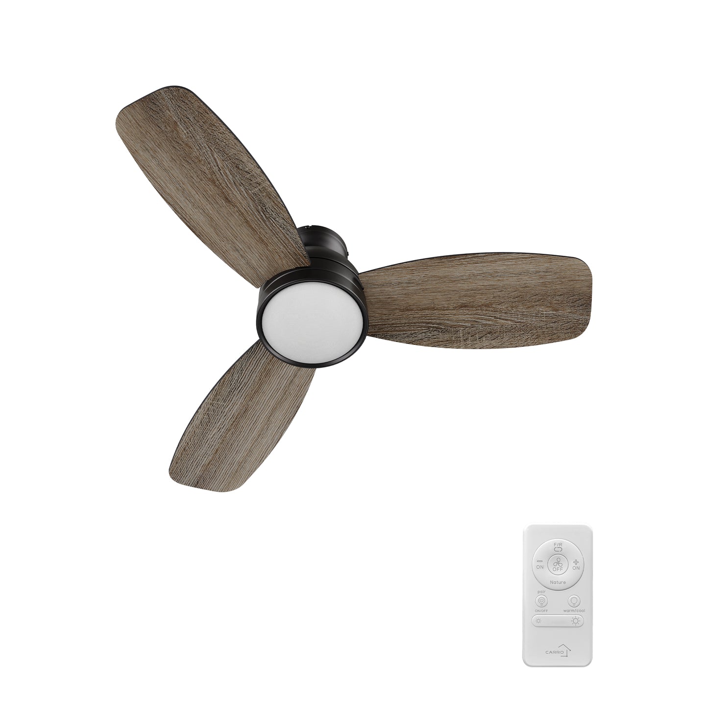 Rushmoor 44 inch 3-Blade Ceiling Fan with LED Light & Remote Control - Black