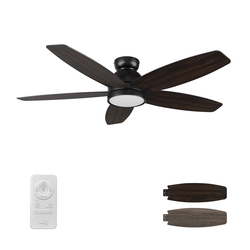 Webster 52 inch 5-Blade Ceiling Fan with LED Light Kit & Remote Control - Black