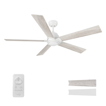 Chantal 60 inch 5-Blade Ceiling Fan with LED Light & Remote Control - White (Reversible Blades)