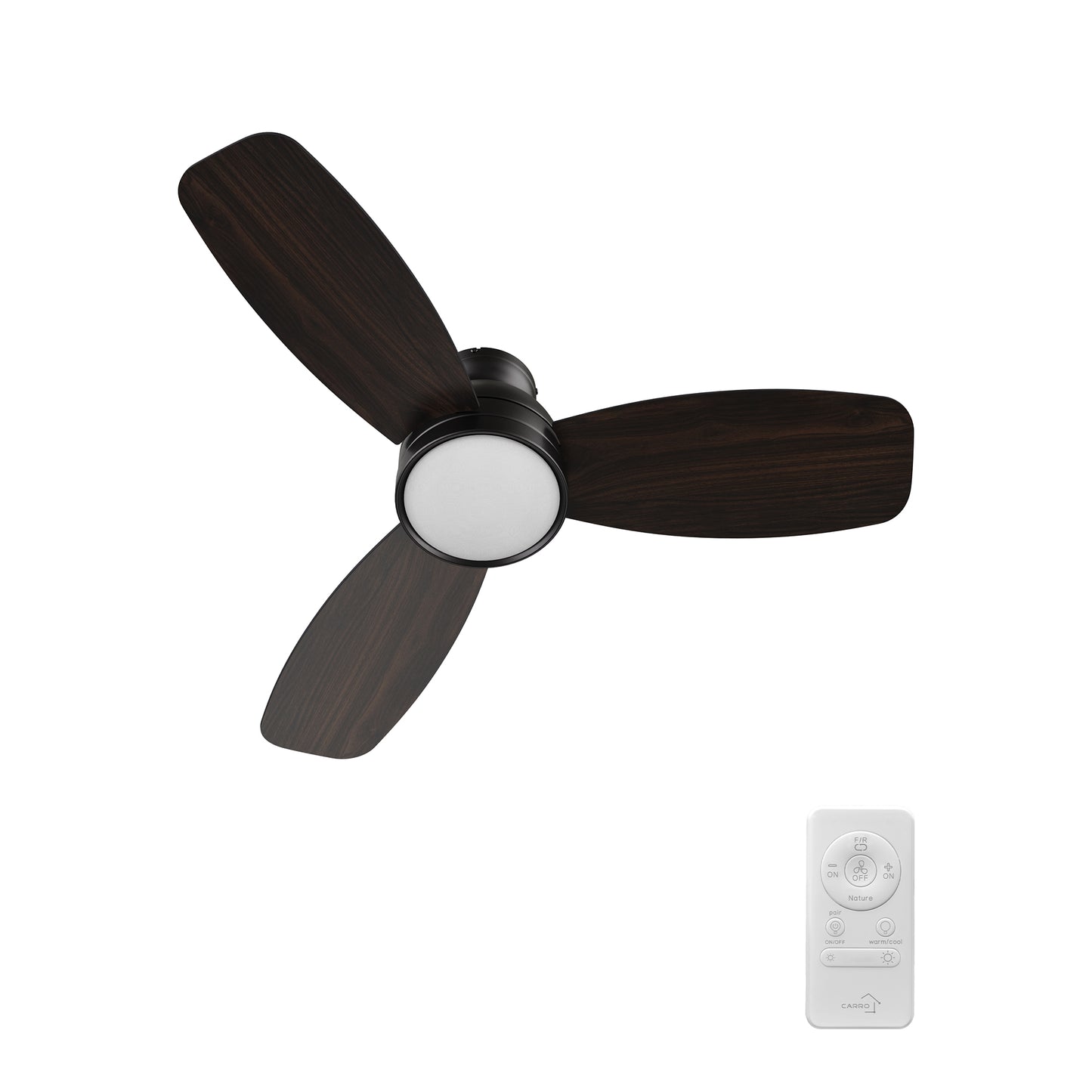 Rushmoor 44 inch 3-Blade Ceiling Fan with LED Light & Remote Control - Black