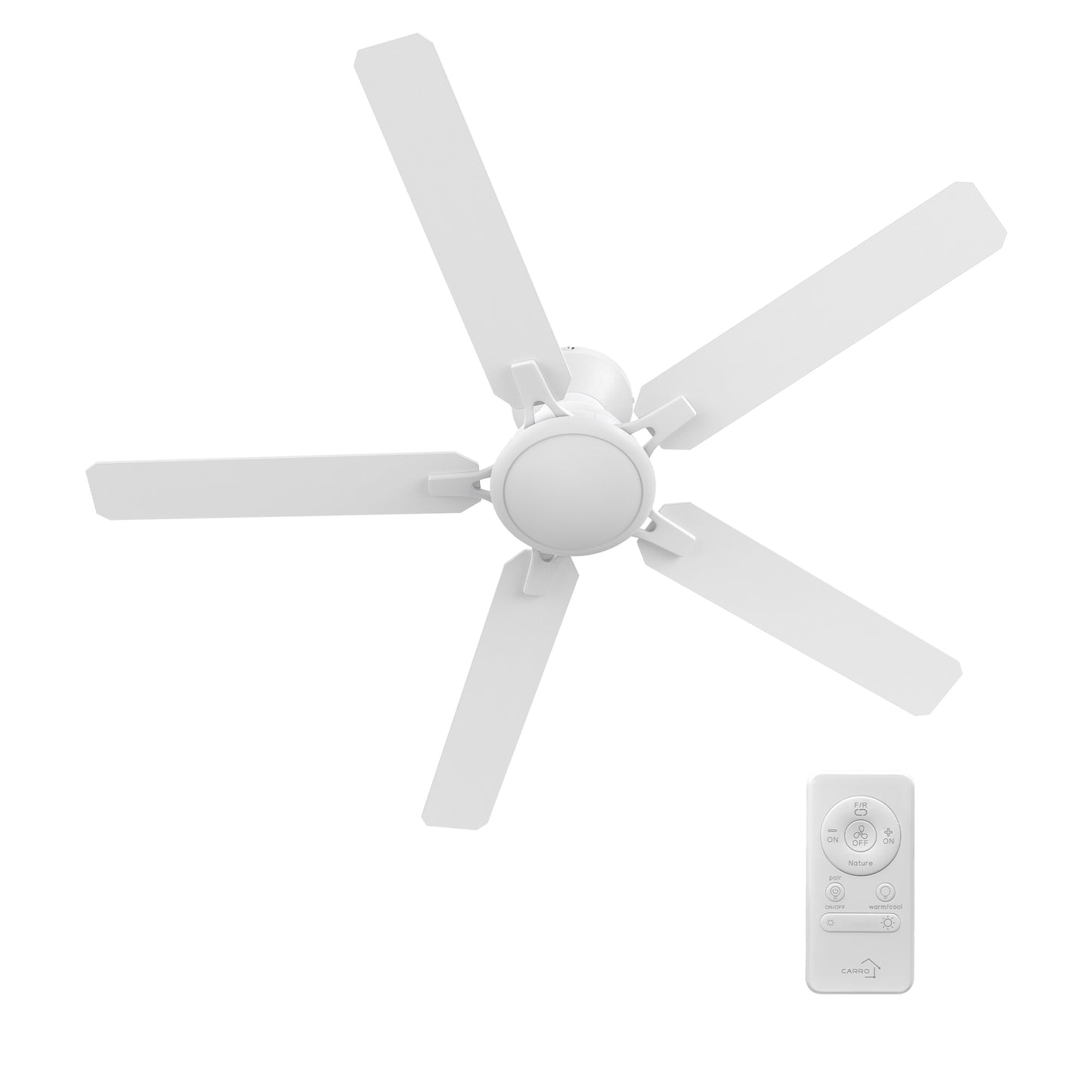 Kipton 52 inch 5-Blade Ceiling Fan with LED Light Kit & Remote Control - White