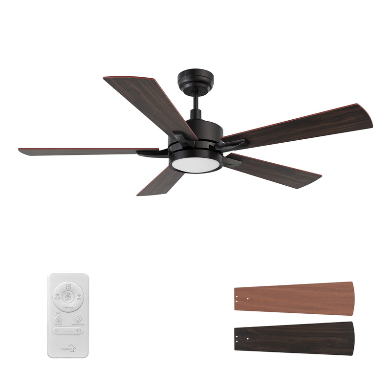 Surrey 56 inch 5-Blade Ceiling Fan with LED Light Kit & Remote Control- Black/Wood Finish (Reversible Blades)