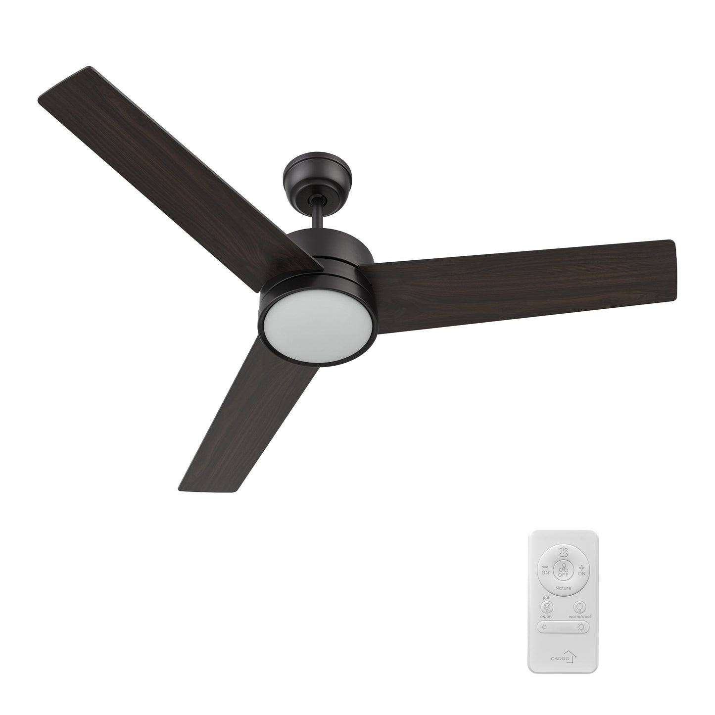 Valkyrie 52 inch 3-Blade Ceiling Fan with LED Light & Remote Control - Black