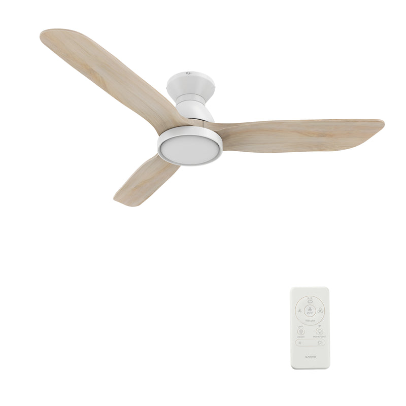 Royce 52 inch 3-Blade Ceiling Fan with LED Light Kit & Remote Control - White/Solid wood