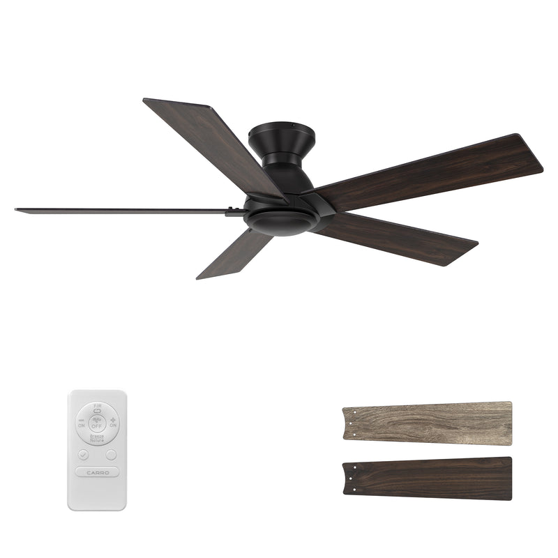Wynston 52 inch 5-Blade Ceiling Fan with Remote Control - Black/wooden/Walnut