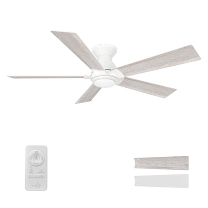 Clayton 52 inch 5-Blade Ceiling Fan with Remote- White