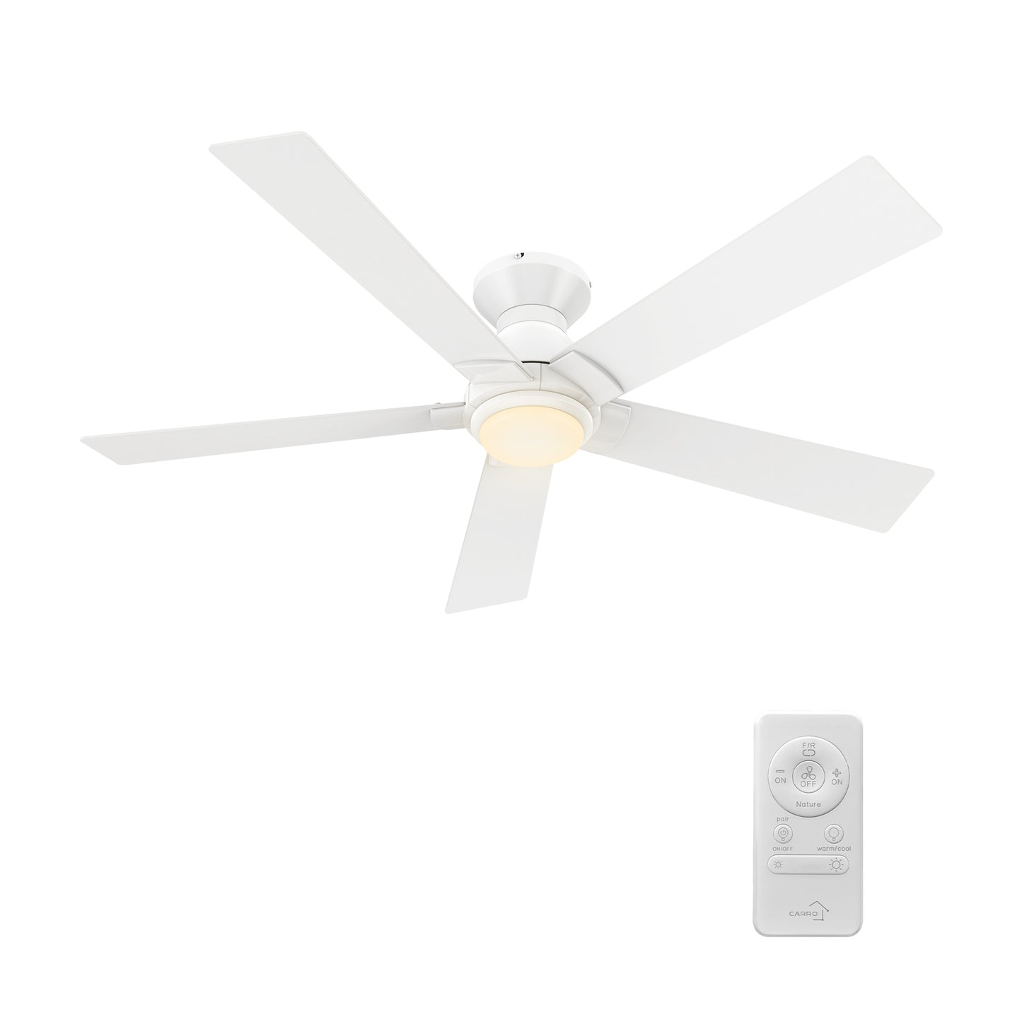 Clayton 52 inch 5-Blade Ceiling Fan with Remote- White