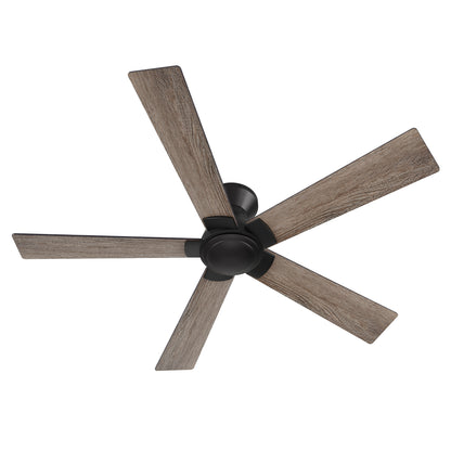 Wynston 52 inch 5-Blade Flush Mount Ceiling Fan with Remote Control - Black/Walnut & Black Reversible Blades (No Light)